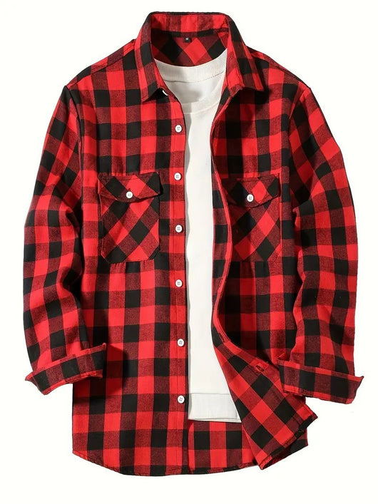 Camisa Cuadriculada Holgada de Polar para Hombre - Image 7