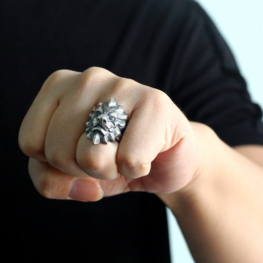 Anillo de Plata Esterlina Artesanal con Acabado Vintage para Hombre