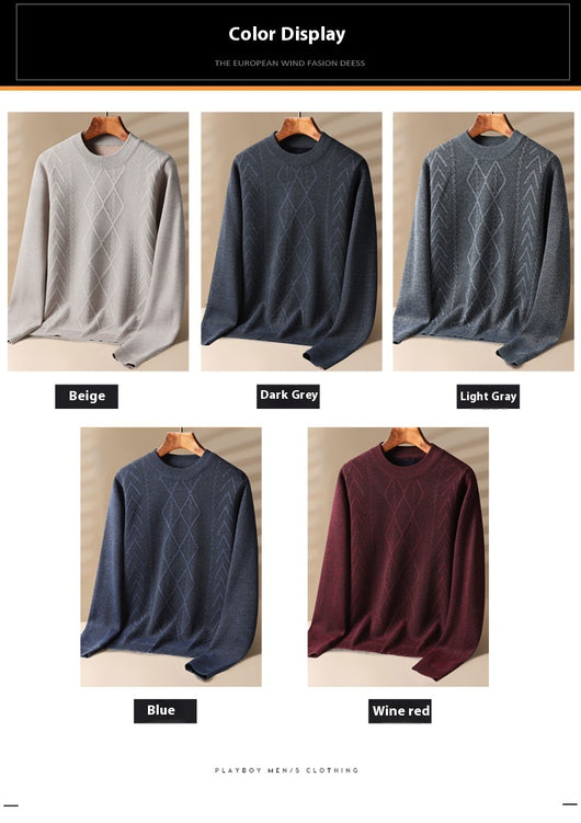 Suéter de Terciopelo Grueso para Hombre - Cuello Redondo Invierno - Image 13