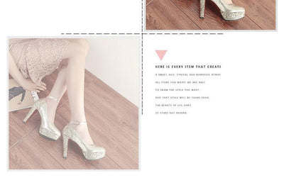 Zapatos de Novia Blancos con Plataforma Impermeable y Lentejuelas Doradas - Image 5