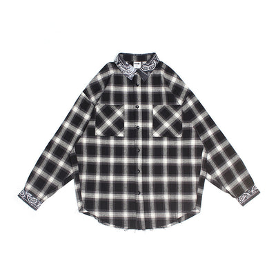 Camisa Manga Larga para Hombre con Aplicación de Flor de Cajuil y Orilla Cruda - Image 3