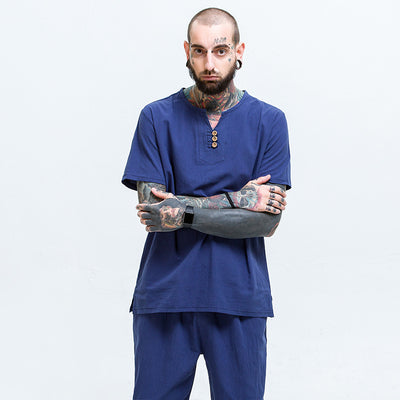 Camiseta Hombre Algodón y Lino Suelta - Image 14