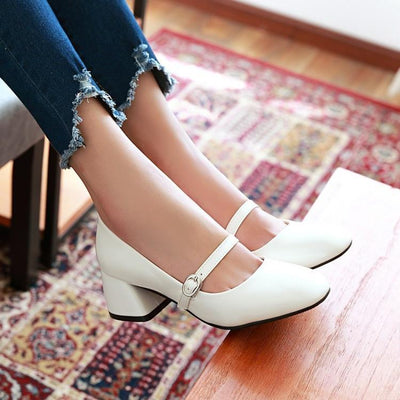 Zapatos de Tacón Medio con Punta Cuadrada para Mujer Tallas Grandes - Image 11