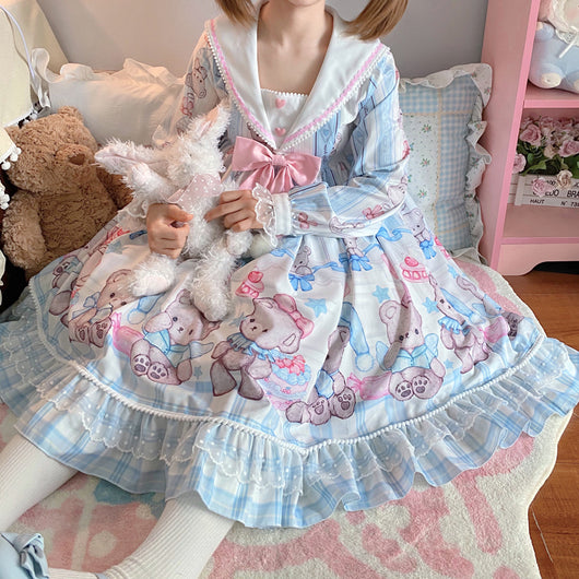 Vestido Lolita Soft Girl Osito Soñador de Manga Larga - Image 20