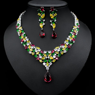 Conjunto de Collar y Aretes de Circonita para Novia - Image 2