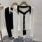 Blusa de Cuello V Manga Larga Ajustada