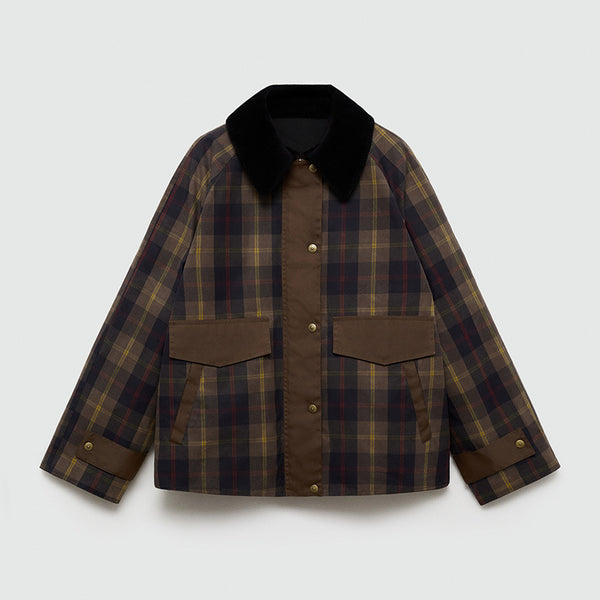 Abrigo Acolchado con Cuello de Piel - Diseño Tartán Otoño Invierno - Image 7