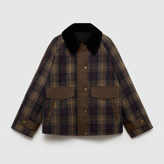 Abrigo Acolchado con Cuello de Piel - Diseño Tartán Otoño Invierno - Image 7