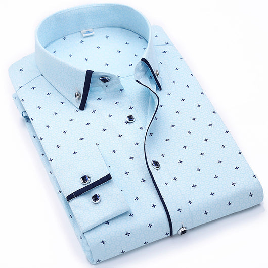 Camisa Casual de Manga Larga con Estampado en Colores Sólidos para Hombre - Image 4