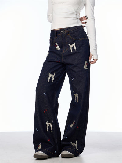 Pantalones Jeans Anchos con Estampado Animal Print - Loose Fit Casual para Mujer - Image 21