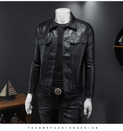Chaqueta de Cuero PU para Motociclista con Solapa - Estilo Masculino - Image 23