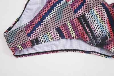 Traje de Baño Dos Piezas Estampado con Cintura Alta y Chaqueta de Playa - Image 9