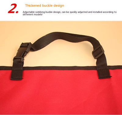 Black Oxford cloth pet car seat cover installed in a car's back seat, forming a hammock to protect upholstery. - Image 12