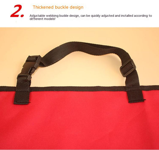 Black Oxford cloth pet car seat cover installed in a car's back seat, forming a hammock to protect upholstery. - Image 12
