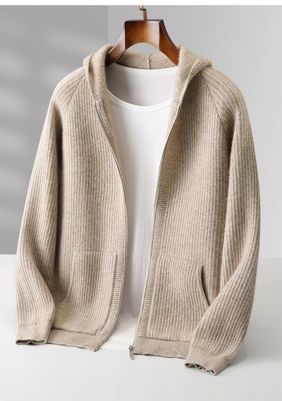 Cardigan con Capucha de Lana Gruesa para Hombre - Corte Holgado y Casual - Image 10