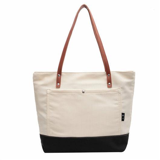 Bolsa de Hombro Estilo Asiático con Contraste de Colores - Gran Capacidad para Compras y Trabajo - Image 6