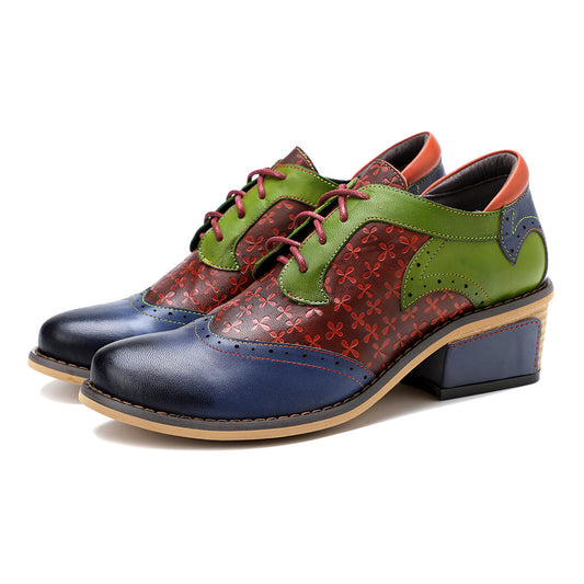 Zapato Casual Universitario Retro con Costura Étnica
