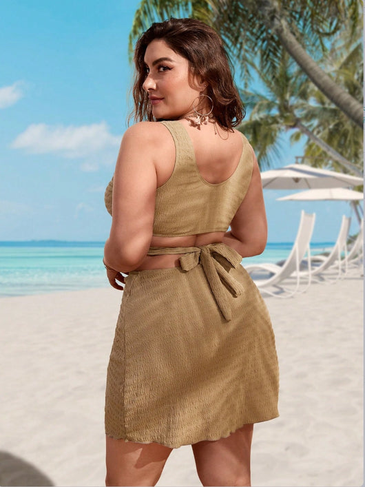 Traje de Baño Suelto para Mujer en Poliéster Color Sólido - Image 3