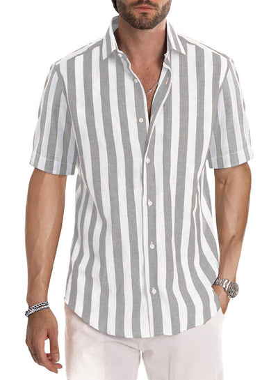 Camisa de Playa Hombre Rayas Tejidas - Estilo Casual Europeo Verano - Image 7