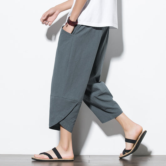Pantalones Harem Sueltos de Algodón y Lino - Image 2