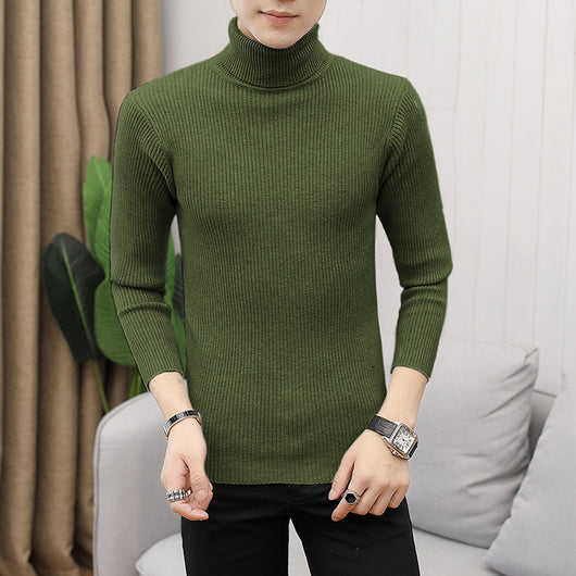Suéter Cuello Alto Slim Fit en Colores Sólidos para Hombre - Image 17