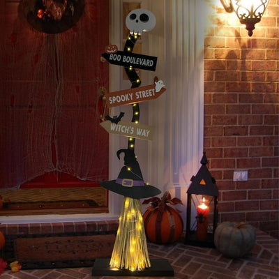 Escoba de Bruja Luminosa de Madera para Decoración de Halloween - Image 7
