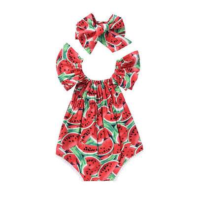 Enterizo Deportivo Niña Triangular con Estampado Frutas Sandía y Piña