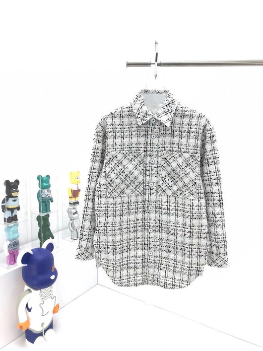 Camisa de Cuadros con Hilo Plateado Tejido para Hombre y Mujer - Image 16