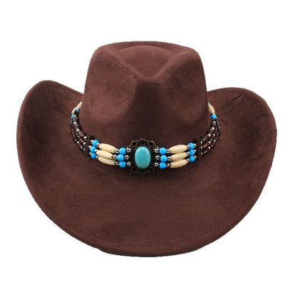 Sombrero Vaquero Punk de Ala Ancha con Peluche Sintético para Montar a Caballo