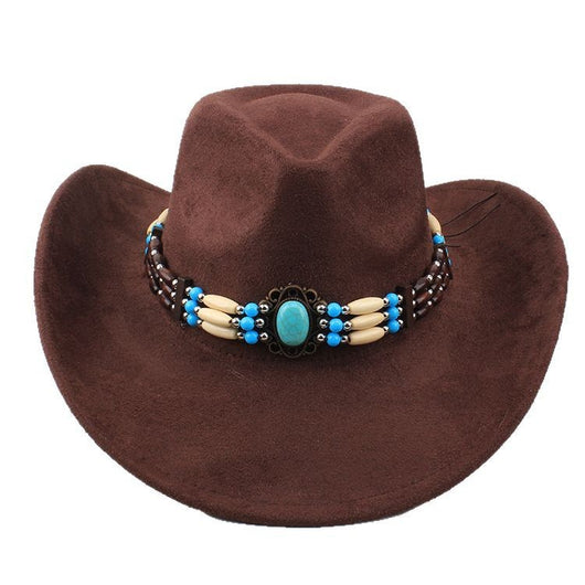Sombrero Vaquero Punk de Ala Ancha con Peluche Sintético para Montar a Caballo
