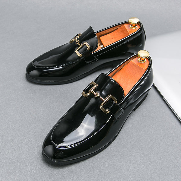 Mocasines Casuales de Cuero Brillante Talla Grande para Hombre