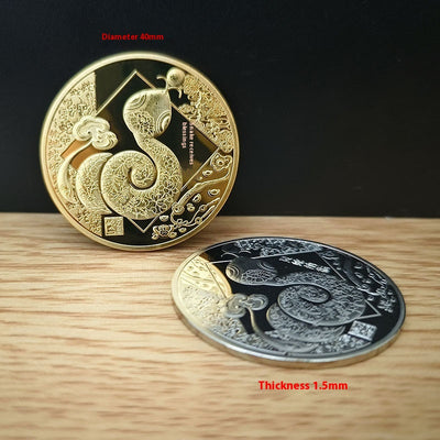 Medalla Conmemorativa Año de la Serpiente Chapada en Oro y Plata - Image 35