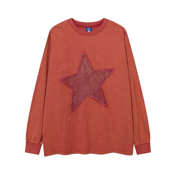 Playera Hombre Cuello Redondo Estrella de Cinco Puntas Manga Larga Oversize - Image 5