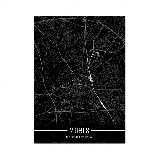 Cuadro Decorativo Mapa Líneas Negras - Lienzo Moderno para Pared - Image 14