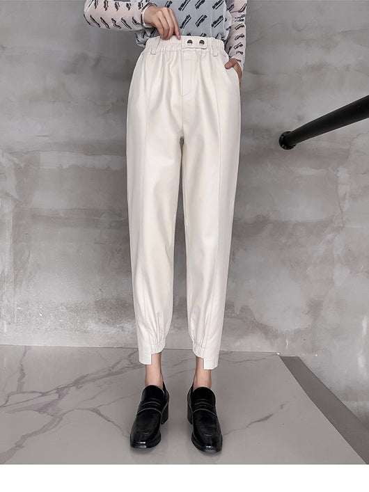 Pantalones Harem de Cuero Elásticos con Temperamento Femenino - Image 15