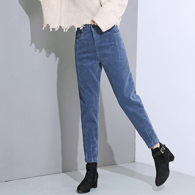 Pantalones de Pana Talle Alto Acolchados Casual - Image 6