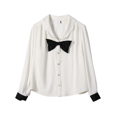 Blusa Elegante con Cuello Diseñador y Lazo Manga Larga - Image 8