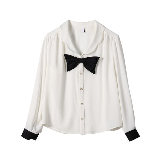 Blusa Elegante con Cuello Diseñador y Lazo Manga Larga - Image 8