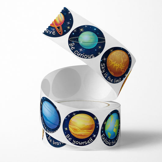 Pegatinas Autoadhesivas Planetas Multicolor - Rollo de 100 Stickers para Niños - Image 5