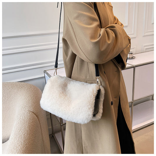 Bolso de Hombro Cuadrado Plush en Colores Sólidos - Image 11