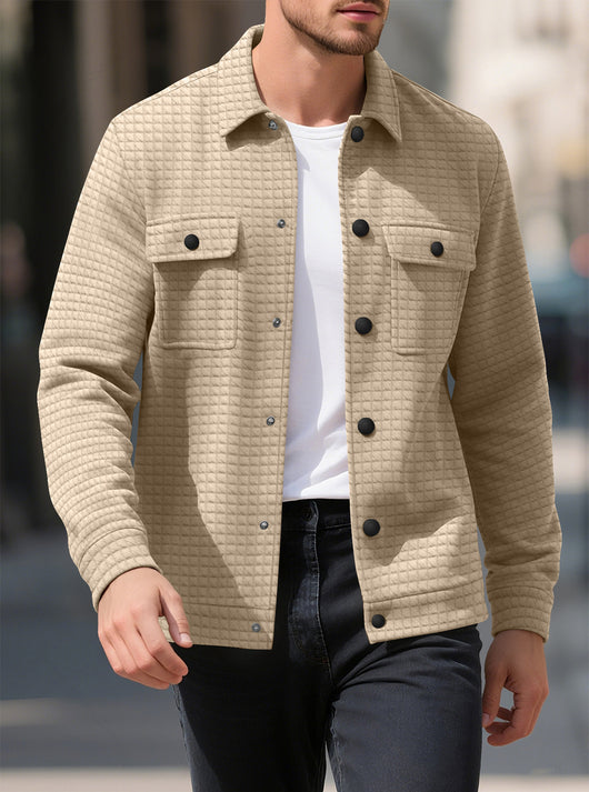 Camisa Tejida Suelta a Cuadros Jacquard para Hombre - Estilo Casual y Profesional - Image 8