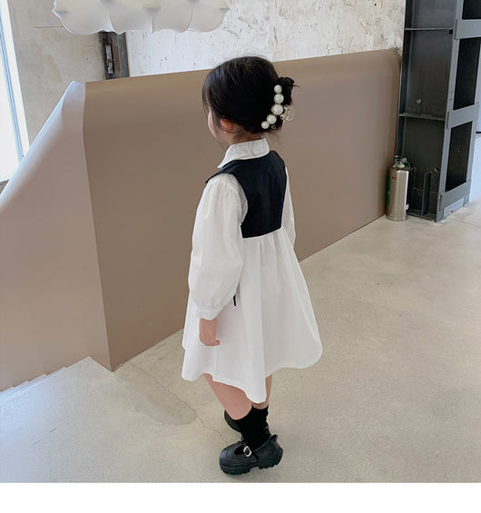 Vestido Princesa Estilo Vaquero Falso Dos Piezas para Niñas - Image 3