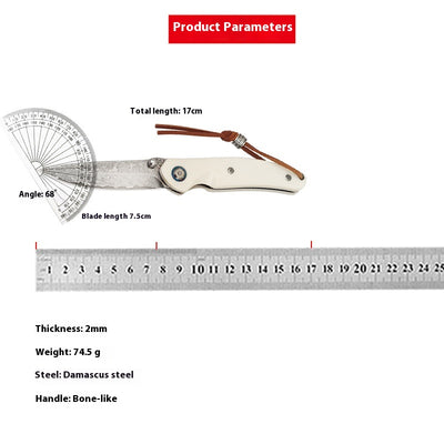 Cuchillo Plegable Portátil de Acero Damasco para Aventuras al Aire Libre - Image 7