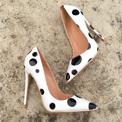 Tacones Stiletto Charol Punta Fina con Lunares para Mujer - Image 9