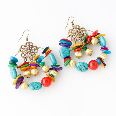 Aretes Bohemios Artesanales con Cuentas de Colores - Image 6