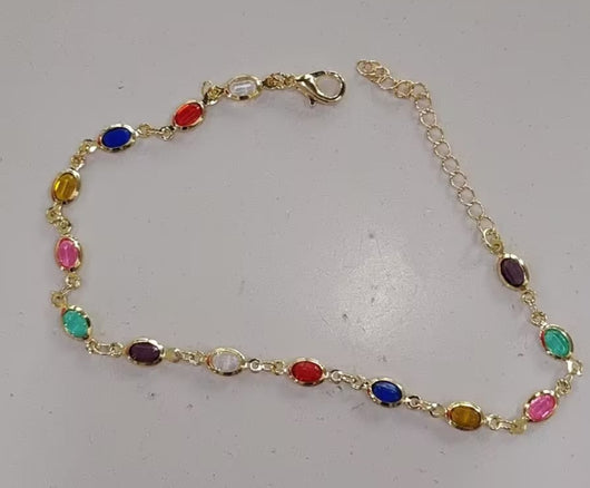 Pulsera de Tobillo Cristal Arcoíris con Incrustaciones Multicolor - Image 6