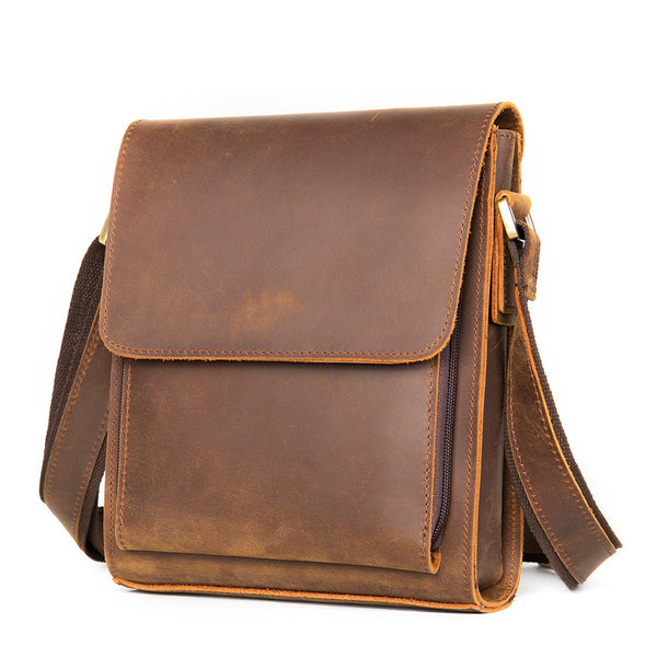 Bolsa Bandolera de Cuero Genuino para Hombre - Estilo Casual Messenger