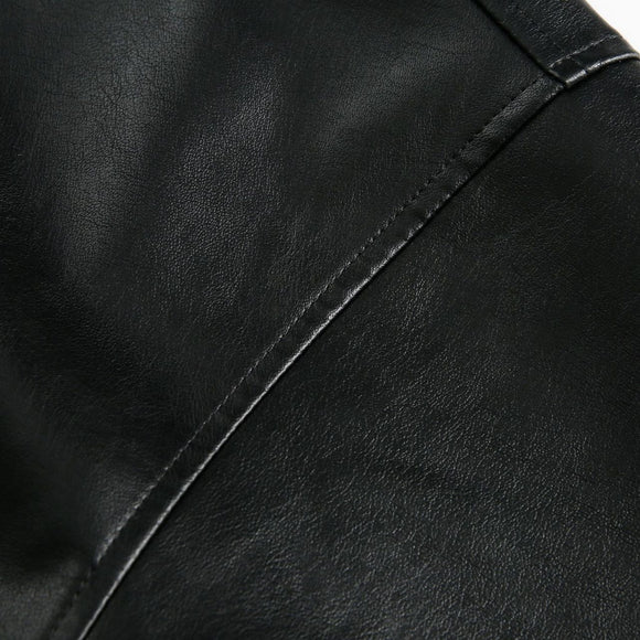 Chaqueta de Cuero Retro Americana con Capucha para Hombre