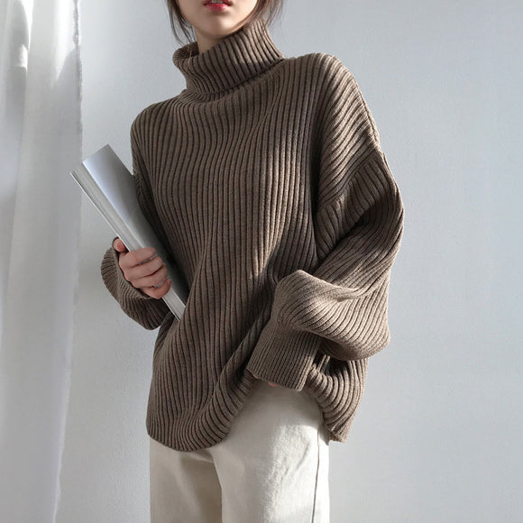 Suéter Suelto de Cuello Alto para Mujer - Abrigo Grueso y Cálido