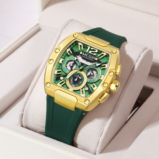 Reloj Deportivo Multifunción Estilo Barril de Vino para Hombre